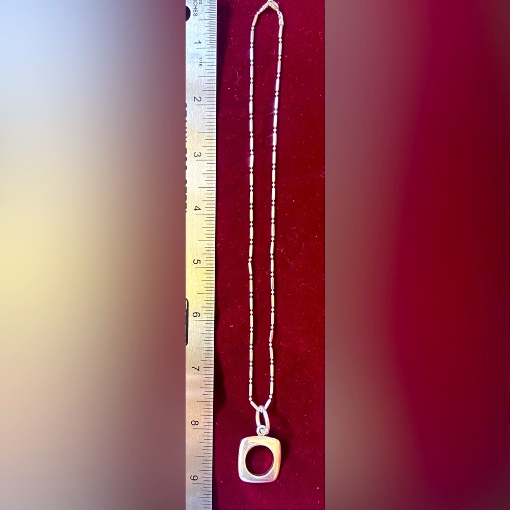 Nwot Solid Sterling Silver Square Link Necklace A… - image 7